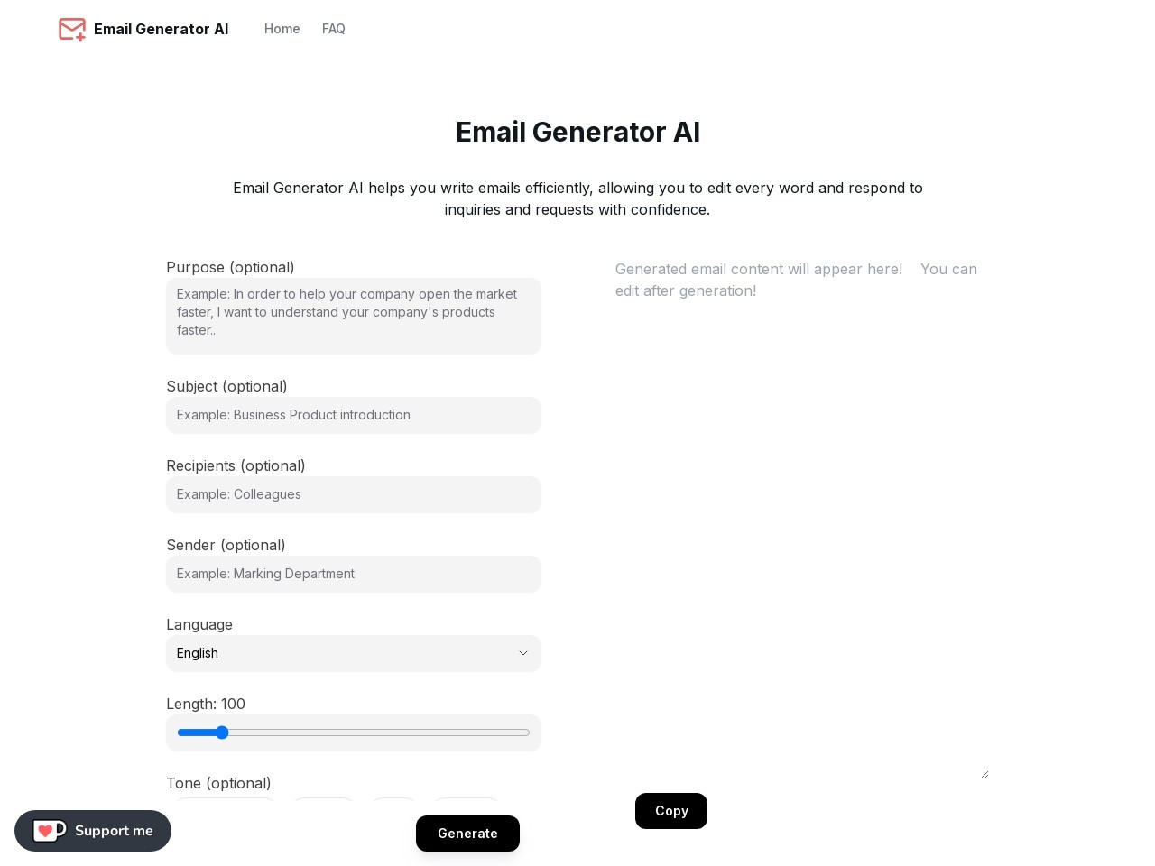 Email Generator AI Tool