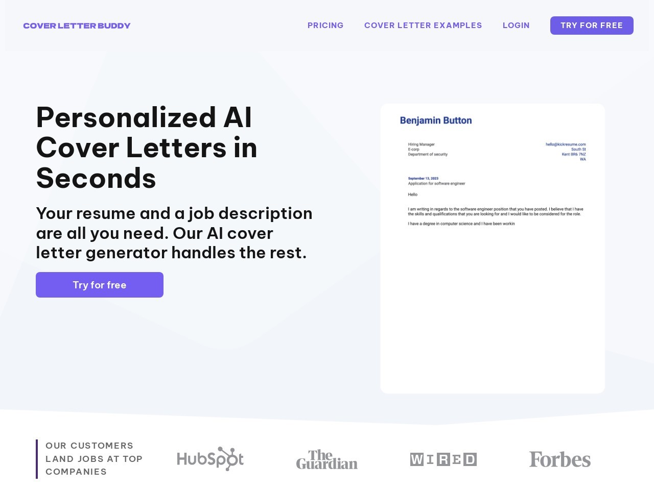 Free AI Cover Letter