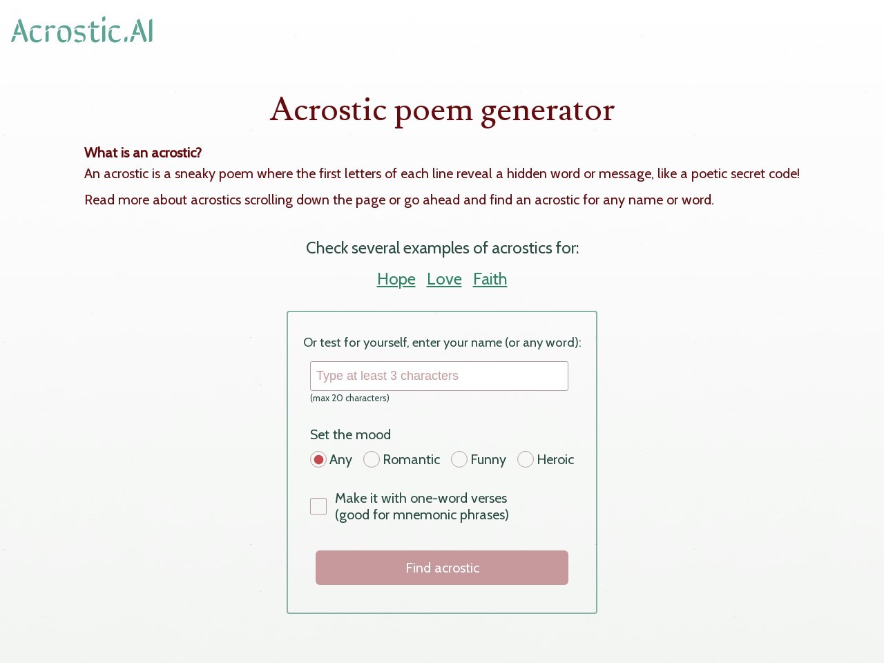 Acrostic AI