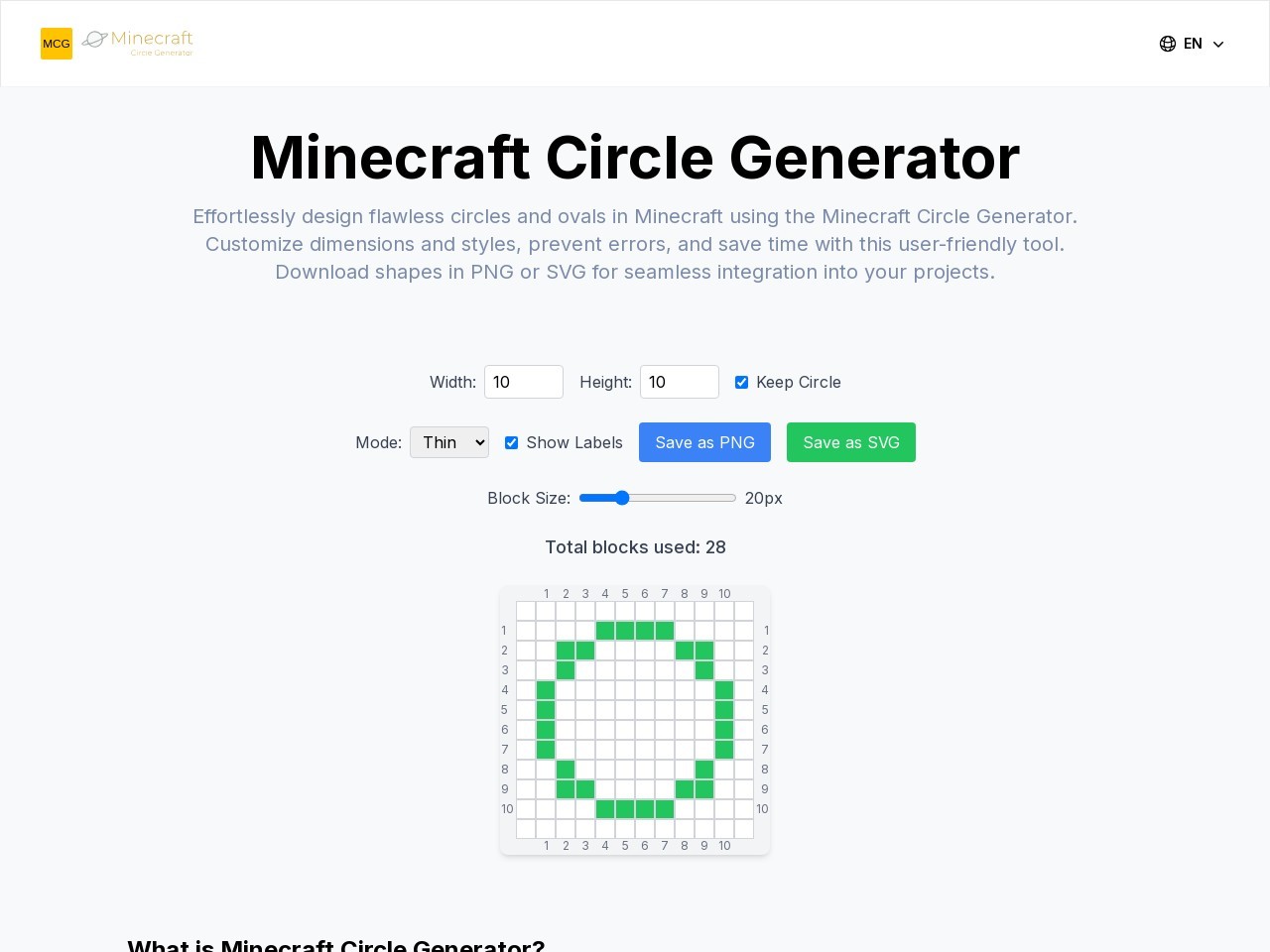 Minecraft Circle Generator